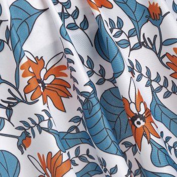 

Vacation Tankini Swimsuit Floral Print Swimwear High Waist Flounce Cut Out Ruched Tummy Control Bathing Suit, Pumpkin orange