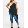 Haut à Bretelle Fine Asymétrique de Grande Taille - Noir 1X