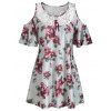 T-shirt Fleur en Dentelle à Epaule Dénudée - multicolor XL