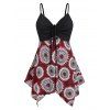 Débardeur Asymétrique à Bretelle en Blocs de Couleurs de Grande Taille - Rouge Vineux 3X