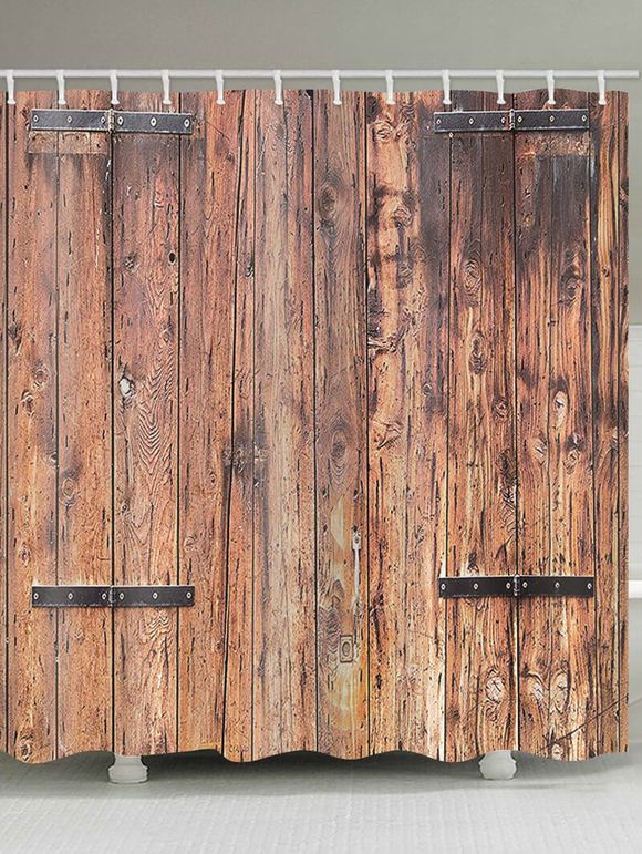 Rideau de Douche Imperméable Porte en Bois Imprimée pour Salle de Bain - multicolor B 180*180CM