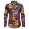 Ethnic Floral Print Long Sleeves Shirt - multicolor A S