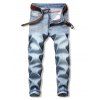 Pantalon Simple Délavé Zippé en Denim - Bleu gris 42