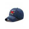 Chapeau de Baseball Fleur et Lettre Brodées en Denim - Bleu profond 
