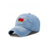 Chapeau de Baseball Fleur et Lettre Brodées en Denim - Bleu clair 