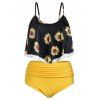 Ensemble de Tankini Ananas Imprimé de Grande Taille à Volants - Jaune Soleil 4X