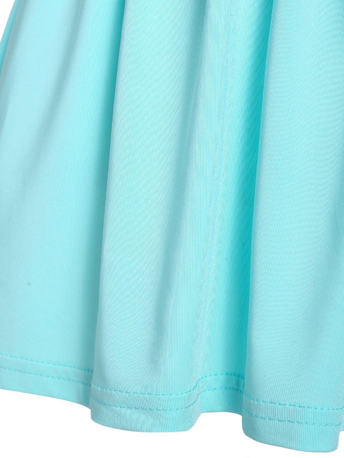 Lace Up Open Shoulder T Shirt - CELESTE 3XL