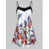 Débardeur Fleuri Imprimé à Bretelle avec Bouton - Blanc 3XL