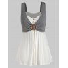 Débardeur Boutonné Bicolore de Grande Taille Col en Forme de Cœur - multicolor 4X