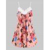 Plus Size Floral Tie Imprimer Débardeur à Bretelles Spaghetti - Rose Flamant 4X
