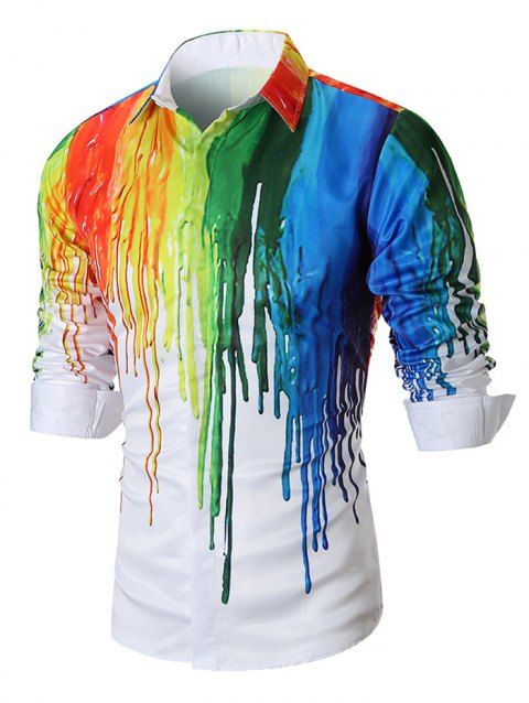 [46% OFF] 2019 Colorful Painting Splatter Print Long Sleeves Casual ...
