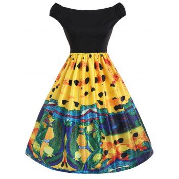 

Painting Fit and Flare Vintage Dress, Black