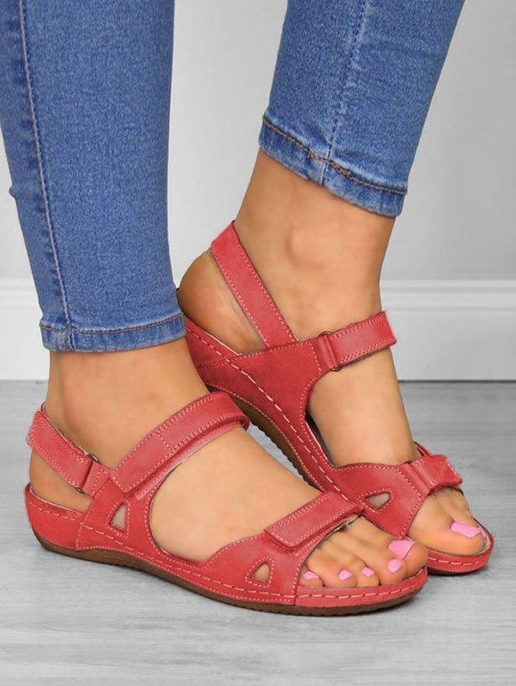 Casual Beach Open Toe Flat Sandals - Rouge US 10.5 (LABEL SIZE 43)