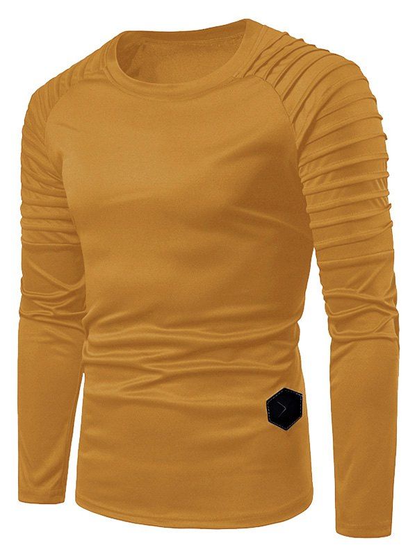 [31% OFF] 2021 Solid Color Pleated Raglan Sleeve T-shirt In YELLOW ...