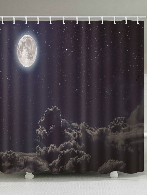 Rideau de Douche Imperméable Lune et Ciel Etoilé Imprimés pour Salle de Bain - multicolor B 150*180CM