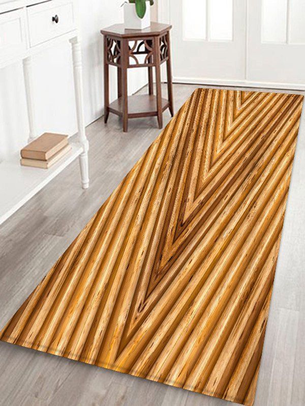 

3D Wooden Print Design Floor Mat, Sun yellow