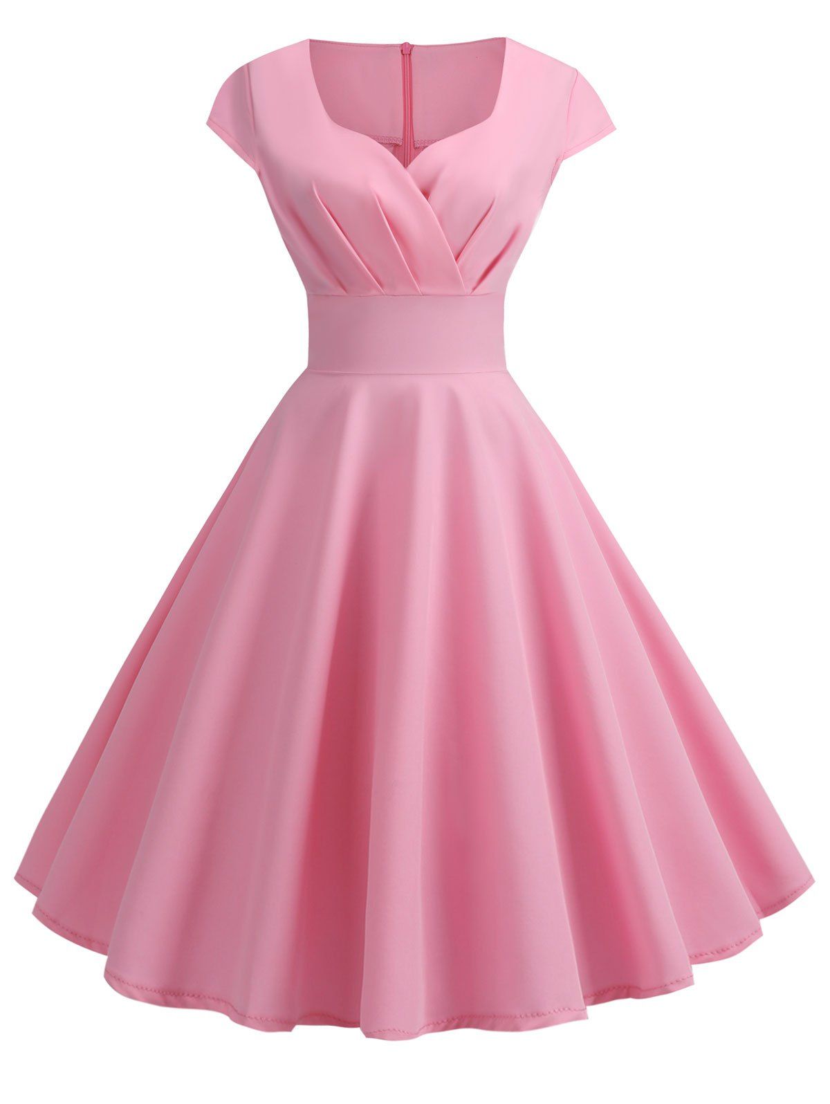 

Sweetheart Neck Vintage Rockabilly Style Fit and Flare Dress, Pink