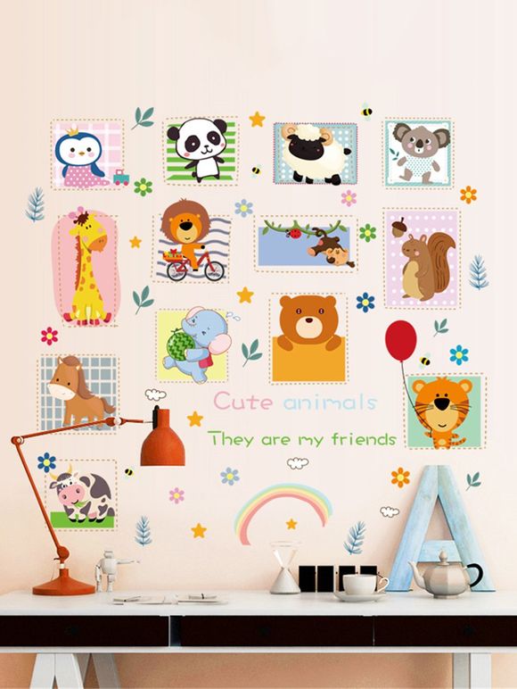 Ensemble d'Autocollant Mural Animal Mignon pour Enfant - multicolor A 24 X 36 INCH