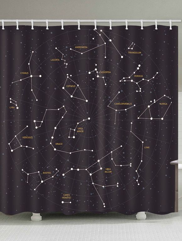 Rideau de Douche Imperméable Constellation Imprimée pour Salle de Bain - multicolor B 180*180CM