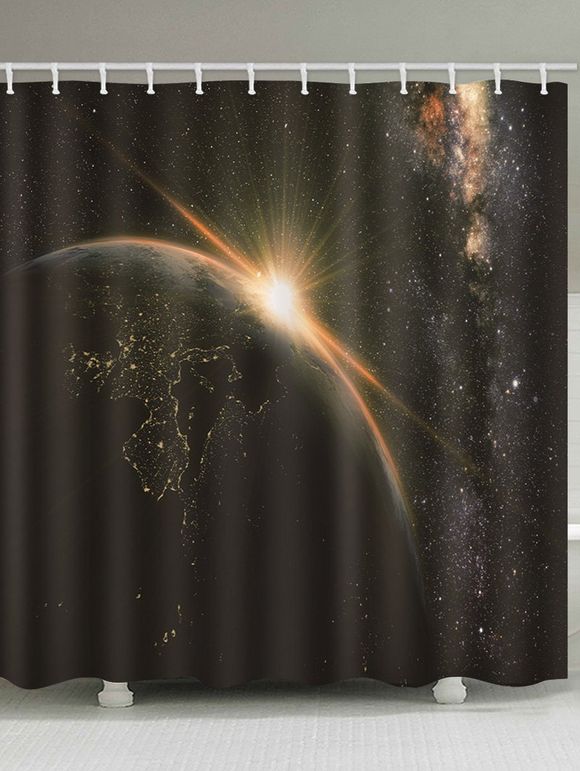 Rideau de Douche Imperméable Galaxie et Terre Imprimées Pour Salle de Bain - multicolor B 180*200CM