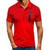 T-shirt Géométrique Imprimé avec Fausse Poche - Rouge 3XL