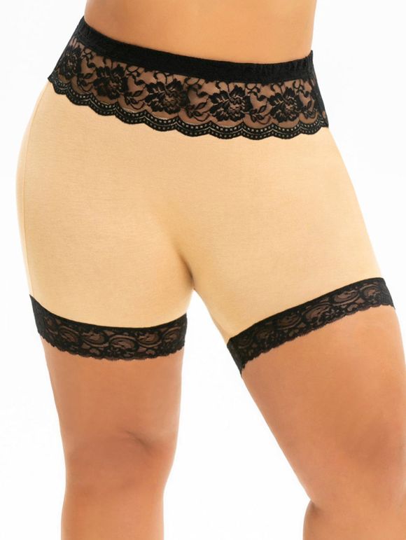 Short Festonné Panneau en Dentelle de Grande Taille - Abricot L