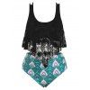 Maillots de Bain Tankini Imprimé Superposé en Dentelle de Grande Taille - Noir 4X