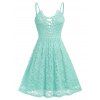 Plus Size Lace Criss Cross Cami Dress - AQUAMARINE L