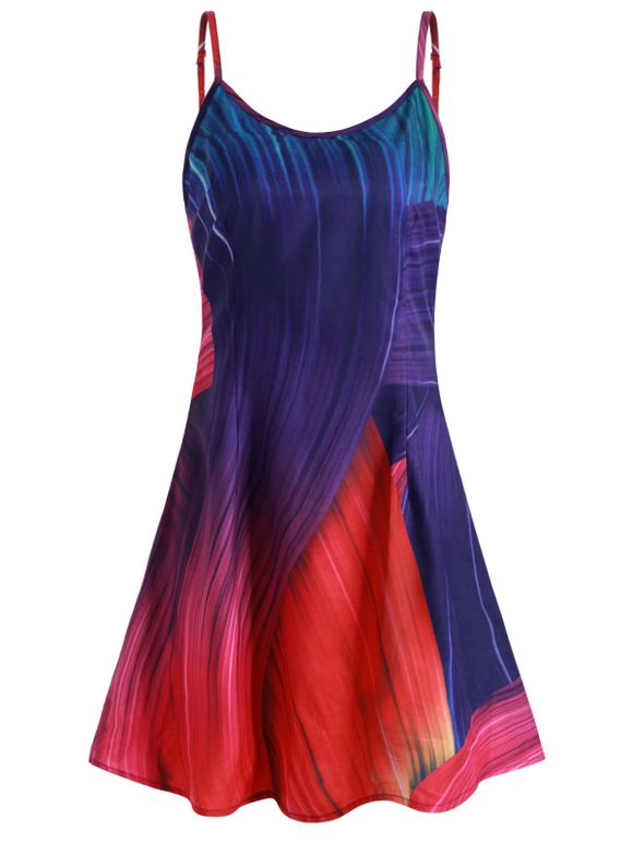 Robe Ligne A Imprimée Multicolore à Bretelle - multicolor M