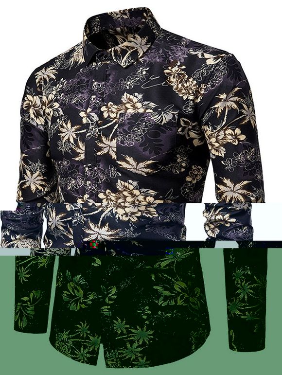 Chemise décontractée à fleurs avec poche - Jaune d'Abeille XL