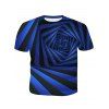 T-shirt Décontracté 3D Rayure Géométrique Abstrait Imprimé - Bleu M