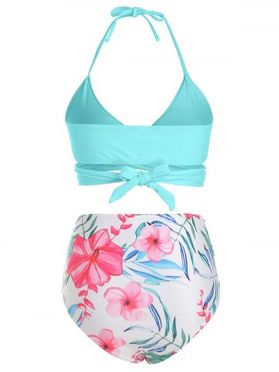 Floral Print Halter Wrap Bikini Swimsuit