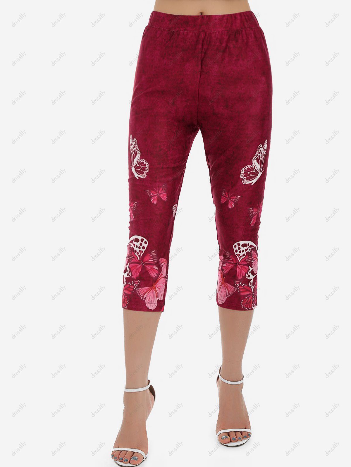 red cropped jeggings
