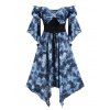 Robe Mi-Longue Fleurie Epaule Dénudée à Manches de Cloche de Grande Taille - multicolor 4X