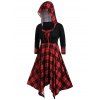 Robe à Capuche Mouchoir à Carreaux Grande Taille à Lacets - multicolor 3X
