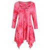 T-shirt Mouchoir Croisé Teinté Long de Grande Taille - Rose Pastèque 1X