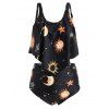 Ensemble de Tankini Lune et Soleil Imprimés de Grande Taille à Volants - multicolor A 4X