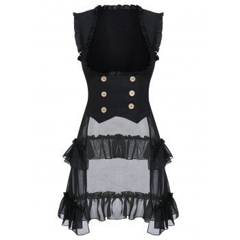 

Flounce See Through Mesh Long Punk Top, Black
