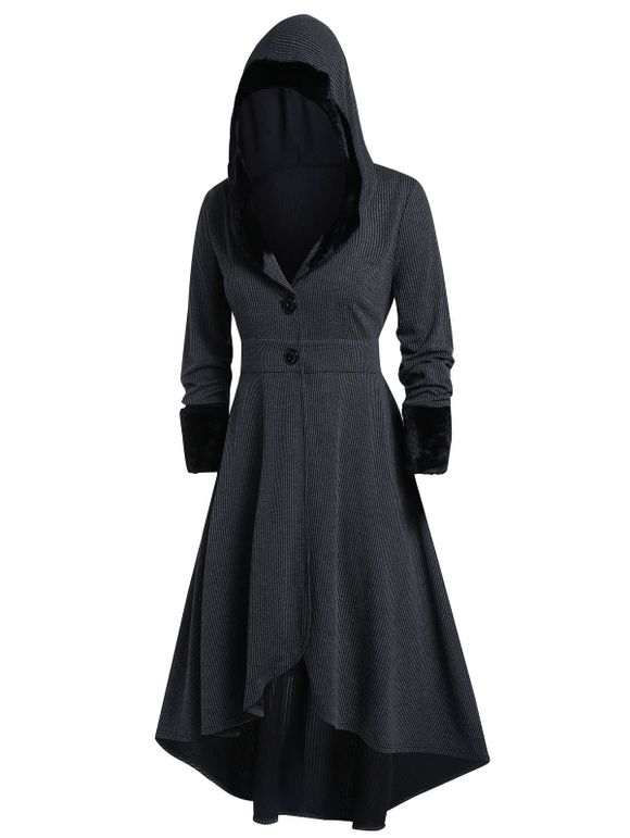 Manteau à Capuche Gothique Long Grande Taille - Noir 1X
