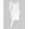 T-shirt Gothique Asymétrique de Grande Taille à Lacets - Blanc 4X