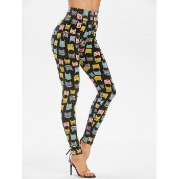 

Cartoon Animals Print Skinny Leggings, Black