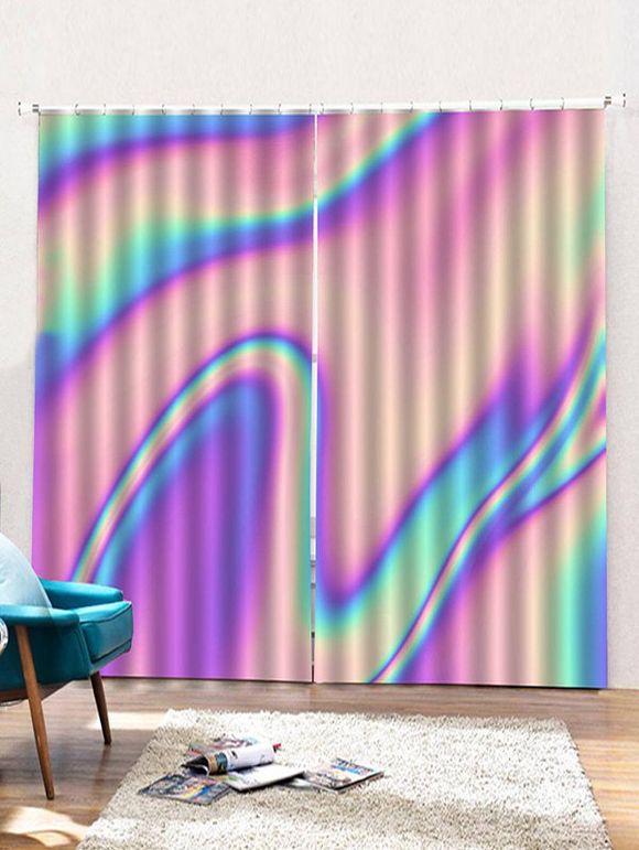 Rideau de Fenêtre Iridescent Imprimé 2 Panneaux - multicolor C W70×L100CM×2PCS