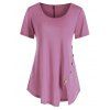 T-shirt Long Fendu Embelli de Bouton - Violet Terne 2XL