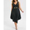 Robe Asymétrique Plongeante de Grande Taille Sans Manches - Noir L