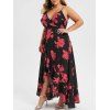 Maxi Robe à Bretelle Fendue de Grande Taille à Volants - Noir 4X