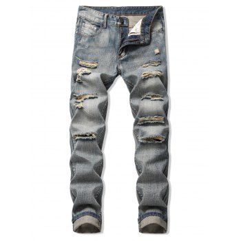 

Destroy Wash Faded Long Straight Jeans, Puce