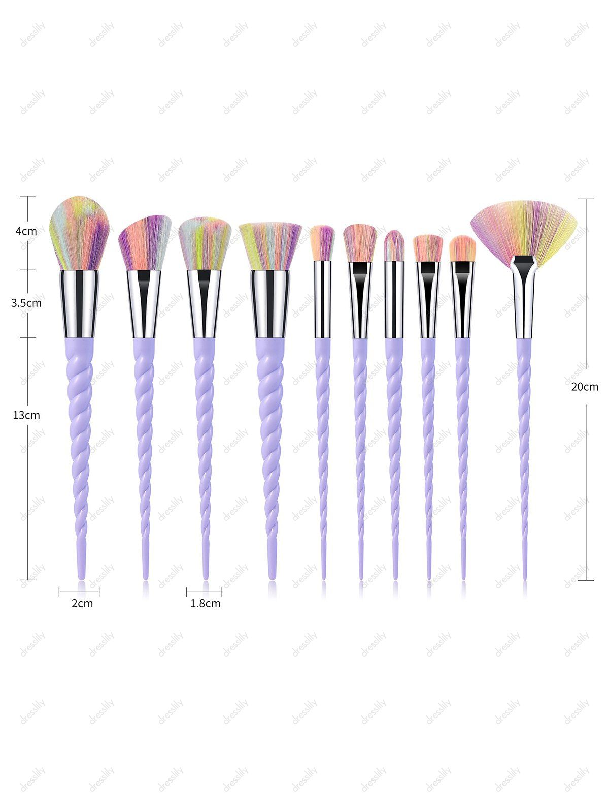 10Pcs Spiral Powder Makeup Brushes - PURPLE 