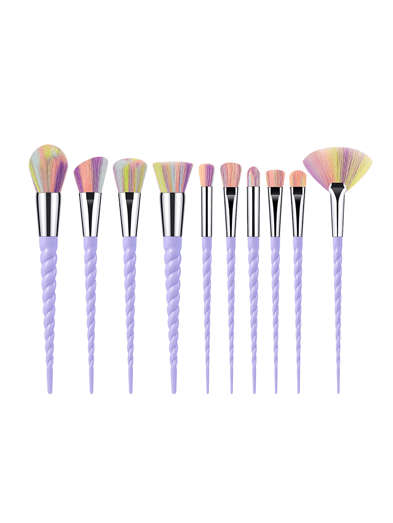 10Pcs Spiral Powder Makeup Brushes - PURPLE 