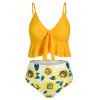 Sunflower Knotted Ruffles Tankini Swimsuit - YELLOW M