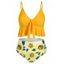 Sunflower Knotted Ruffles Tankini Swimsuit - YELLOW M